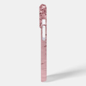 Blush Roze geborsteld metaal Glitter Monogram Naam Case-Mate iPhone Case (Achterkant / Links)