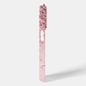 Blush Roze geborsteld metaal Glitter Monogram Naam Case-Mate iPhone Case (Achterkant / Rechts)