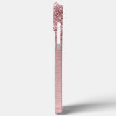 Blush Roze geborsteld metaal Glitter Monogram Naam Case-Mate iPhone Case (Achterkant / Links)