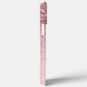 Blush Roze geborsteld metaal Glitter Monogram Naam Case-Mate iPhone Case (Achterkant / Rechts)