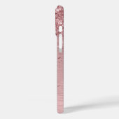 Blush Roze geborsteld metaal Glitter Monogram Naam Case-Mate iPhone Case (Achterkant / Links)