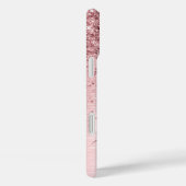 Blush Roze geborsteld metaal Glitter Monogram Naam Case-Mate iPhone Case (Achterkant / Rechts)