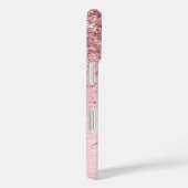Blush Roze geborsteld metaal Glitter Monogram Naam Case-Mate iPhone Case (Achterkant / Rechts)