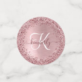 Blush Roze geborsteld metaal Glitter Monogram Naam Confetti (Kleine voorkant)