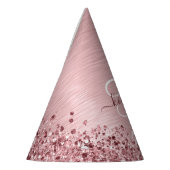 Blush Roze geborsteld metaal Glitter Monogram Naam Feesthoedjes (Links)