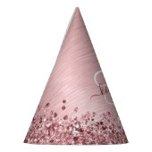 Blush Roze geborsteld metaal Glitter Monogram Naam Feesthoedjes (Links)