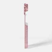 Blush Roze geborsteld metaal Glitter Monogram Naam iPhone Hoesje (Linkerkant)