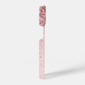 Blush Roze geborsteld metaal Glitter Monogram Naam iPhone Hoesje (Rechterkant)