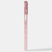 Blush Roze geborsteld metaal Glitter Monogram Naam iPhone Hoesje (Rechterkant)