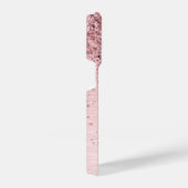 Blush Roze geborsteld metaal Glitter Monogram Naam iPhone Hoesje (Rechterkant)