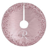 Blush Roze geborsteld metaal Glitter Monogram Naam Kerstboom Rok (Voorkant)