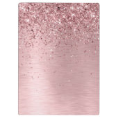 Blush Roze geborsteld metaal Glitter Monogram Naam Klembord (Achterkant)