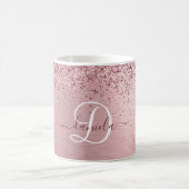 Blush Roze geborsteld metaal Glitter Monogram Naam Koffiemok (Center)