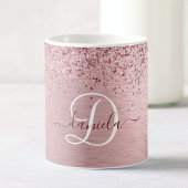 Blush Roze geborsteld metaal Glitter Monogram Naam Koffiemok