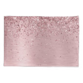 Blush Roze geborsteld metaal Glitter Monogram Naam Kussensloop (Achterkant)