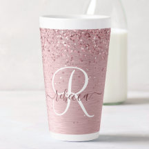 Blush Roze geborsteld metaal Glitter Monogram Naam