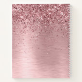 Blush Roze geborsteld metaal Glitter Monogram Naam Notitieboek (Achterkant)