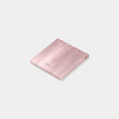 Blush Roze geborsteld metaal Glitter Monogram Naam Post-it® Notes (Schuin)
