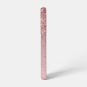 Blush Roze geborsteld metaal Glitter Monogram Naam Samsung Galaxy Hoesje (Linkerkant)