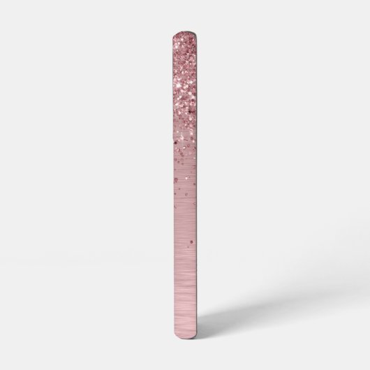 Blush Roze geborsteld metaal Glitter Monogram Naam Samsung Galaxy Hoesje (Linkerkant)