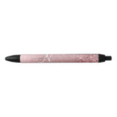 Blush Roze geborsteld metaal Glitter Monogram Naam Zwarte Inkt Pen (Voorkant)