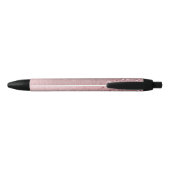 Blush Roze geborsteld metaal Glitter Monogram Naam Zwarte Inkt Pen (Achterkant)