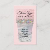 Blush Roze gedrukte Mok Tumbler Care Instructies Visitekaartje (Achterkant)