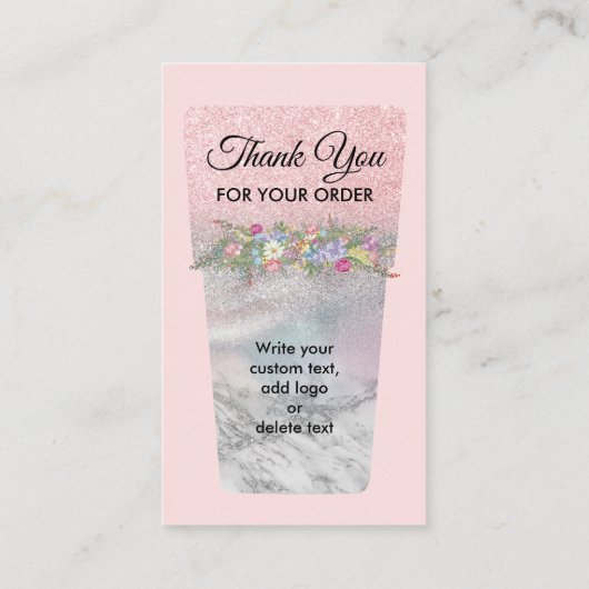 Blush Roze gedrukte Mok Tumbler Care Instructies Visitekaartje (Achterkant)