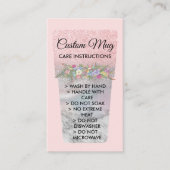 Blush Roze gedrukte Mok Tumbler Care Instructies Visitekaartje (Voorkant)