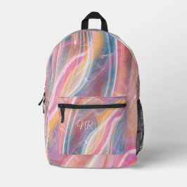 Blush roze geel Paarse blauw marmer toevoegen Mono Bedrukte Rugzak