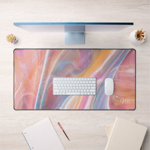 Blush roze geel Paarse blauw marmer toevoegen Mono Bureaumat