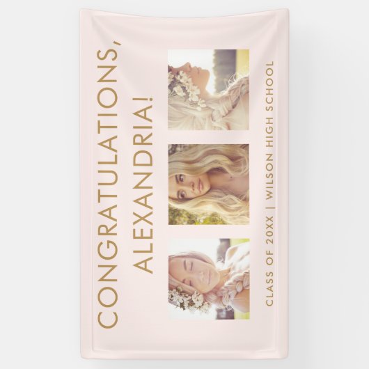 Blush roze | Gefeliciteerd Afstuderen Foto Spandoek (Verticaal)