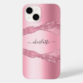 Blush roze gekleurd marmer name script Case-Mate iPhone case (Achterkant)