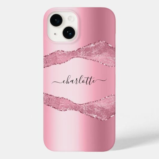 Blush roze gekleurd marmer name script Case-Mate iPhone case (Achterkant)