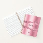 Blush roze gekleurd marmer name script notitieboek (Binnen)