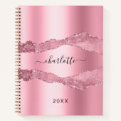 Blush roze gekleurd marmer name script notitieboek (Voorkant)