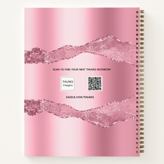 Blush roze gekleurd marmer name script notitieboek (Achterkant)