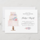 Blush roze gelaagde Cake Succulents Weduwschotel Kaart (Voorkant)