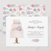 Blush roze gelaagde Cake Succulents Weduwschotel Kaart (Voorkant / Achterkant)