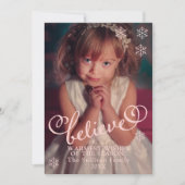 Blush roze geloven | Snowflakes kerstfoto Feestdagenkaart (Voorkant)