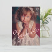 Blush roze geloven | Snowflakes kerstfoto Feestdagenkaart (Staand voorkant)