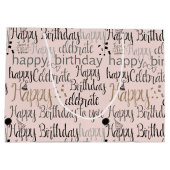 Blush Roze Gelukkige Verjaardag Groot Cadeauzakje (Achterkant)