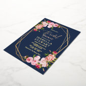 Blush roze Geometric Navy Blue Vrijgezellenfeest Folie Uitnodiging (Gedraaid)