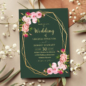 Blush roze Geometric Royal Greenery Wedding Kaart