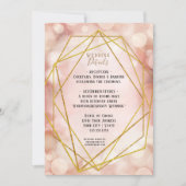 Blush roze geometrisch goud glitter twinkle Lichte Kaart (Voorkant)