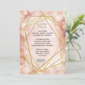 Blush roze geometrisch goud glitter twinkle Lichte Kaart (Staand voorkant)