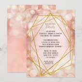 Blush roze geometrisch goud glitter twinkle Lichte Kaart (Voorkant / Achterkant)