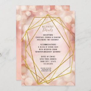 Blush roze geometrisch goud glitter twinkle Lichte Kaart