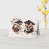 Blush roze geometrische bloem | Foto Moederdag Kaart (Gele Bloem)