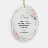 Blush Roze Geometrische Bloemen Moeder van de brui Keramisch Ornament (Rechts)